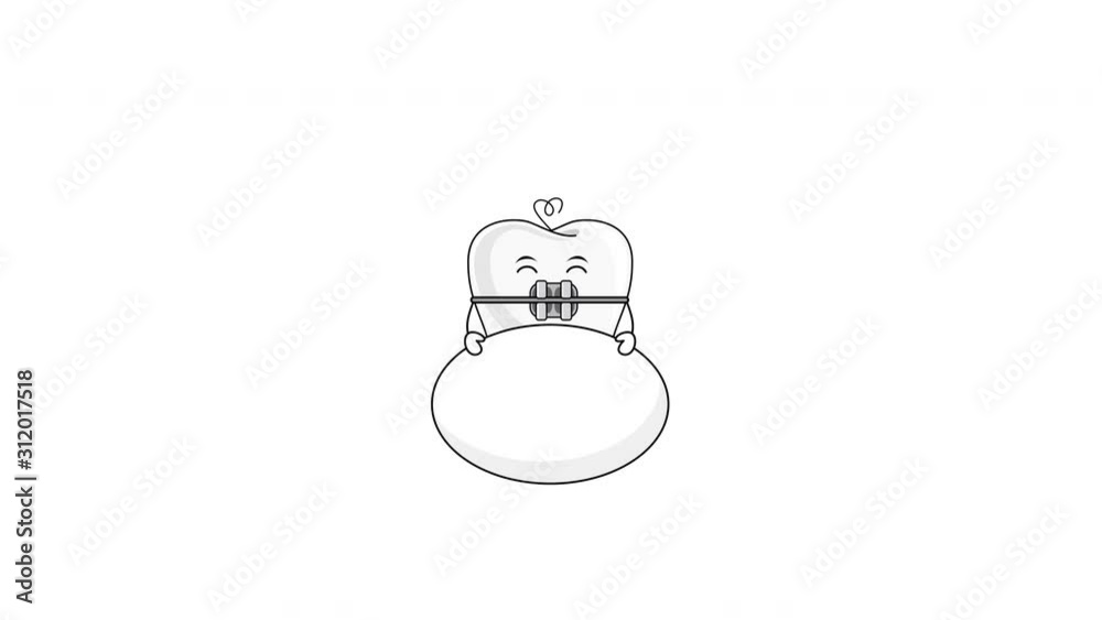 Set of cute cartoon tooth character with speech bubbles in different pose. Animation on white background. Set of cute cartoon tooth character with speech bubbles in different pose. Animation on white background.