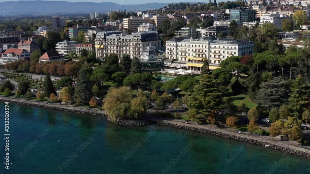 Aerial of skyline of beautiful city of Lausanne, Switzerland Aerial of skyline of beautiful city of Lausanne, Switzerland