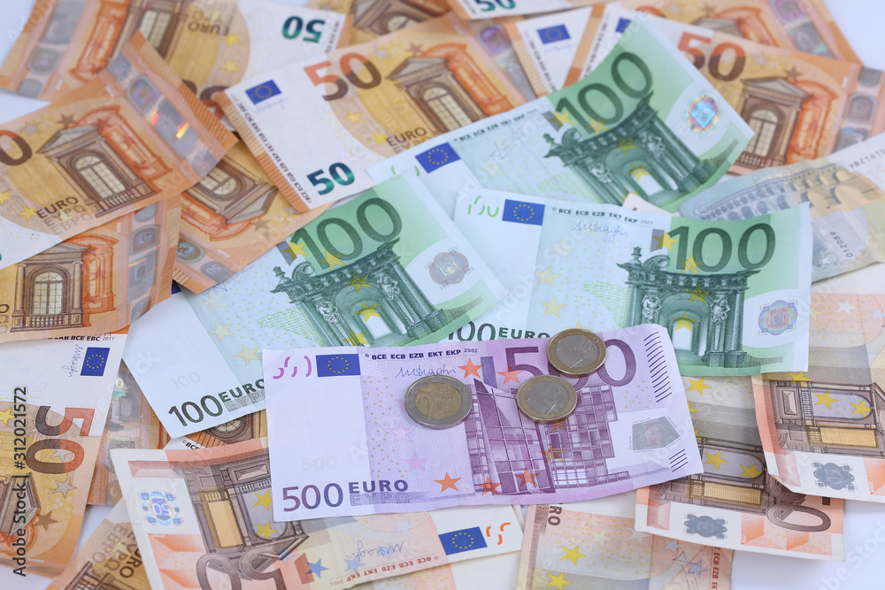 Money background of Euros. Giving money. Robery. Money background of Euros. Giving money. Robery.