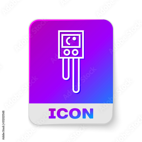 White line Temperature and humidity sensor icon isolated on white background. Rectangle color button. Vector Illustration