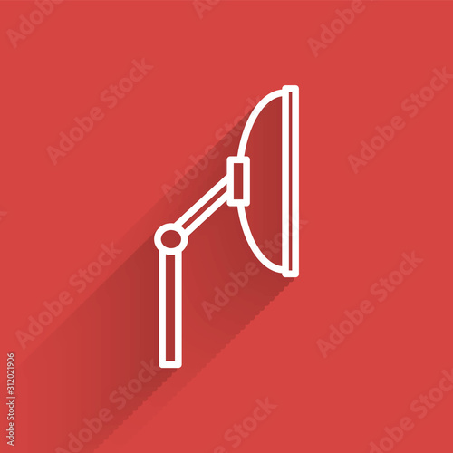 White line Windscreen wiper icon isolated with long shadow.  Vector Illustration