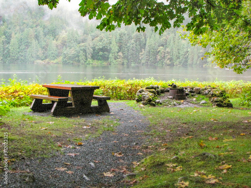 Picnic Table and fire pit at beach