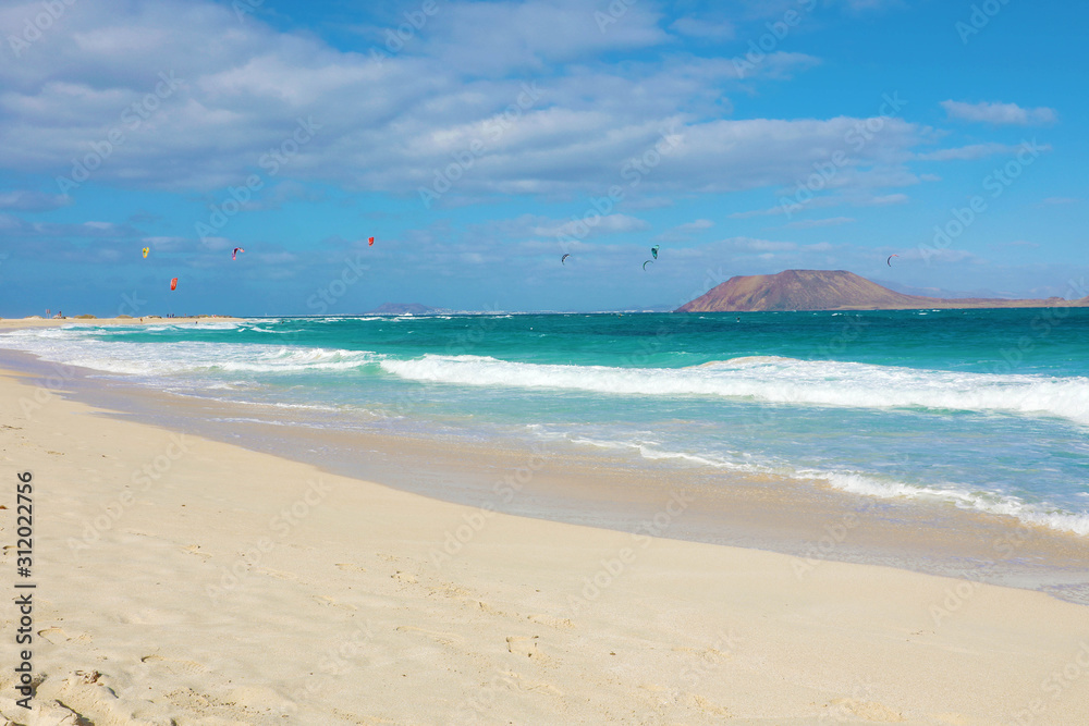 Stunning view of Corralejo Dunas beach, Fuerteventura, Canary Islands Stunning view of Corralejo Dunas beach, Fuerteventura, Canary Islands