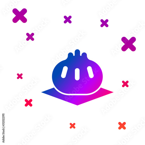 Color Khinkali on cutting board icon isolated on white background. Traditional georgian dumpling. Gradient random dynamic shapes. Vector Illustration