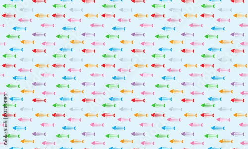Fish pattern seamless colorful vector skeleton background