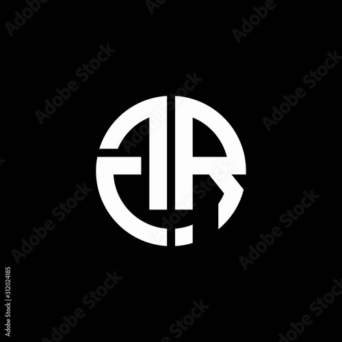 GR monogram logo circle ribbon style design template