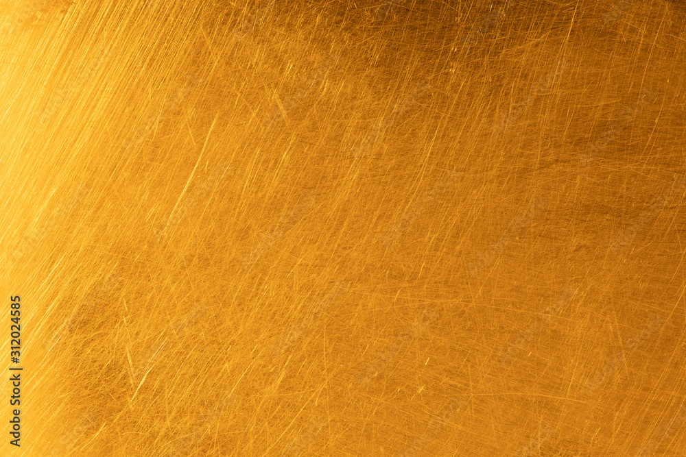 Real gold scratched metal texture - obrazy, fototapety, plakaty 