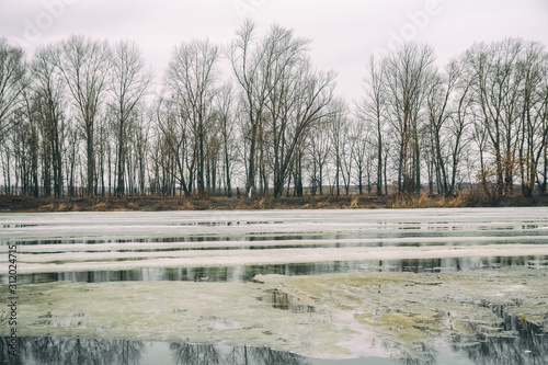 Wallpaper Mural Spring ice drift and melting ice on the river. High water Torontodigital.ca