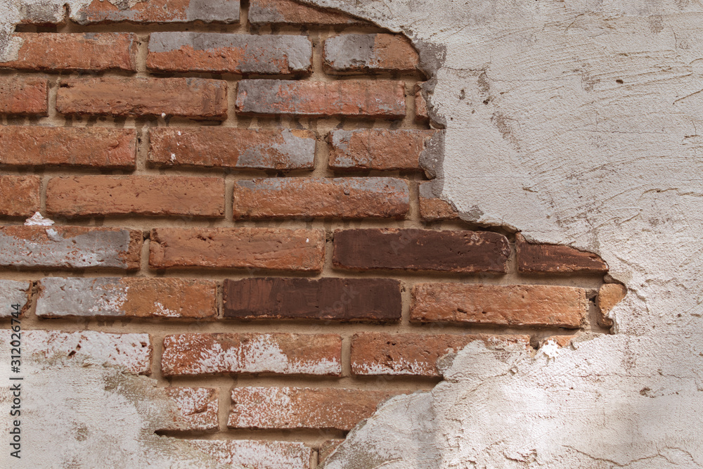 Old red brick block and old cement wall for background (Vintage style) Old red brick block and old cement wall for background (Vintage style)