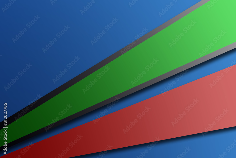 Fondo con barras en perspectiva de color azul, verde, y rojo.