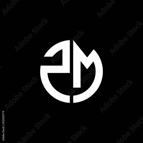 ZM monogram logo circle ribbon style design template photo