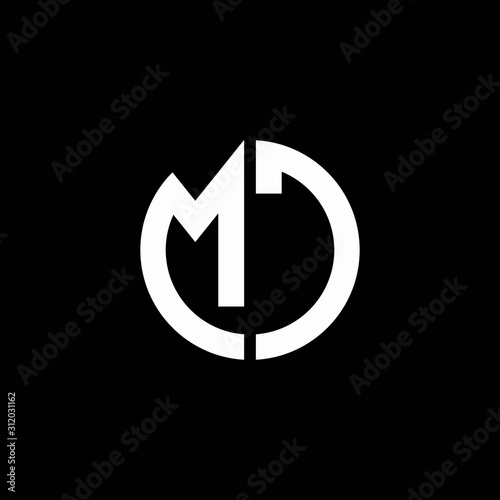 MC monogram logo circle ribbon style design template