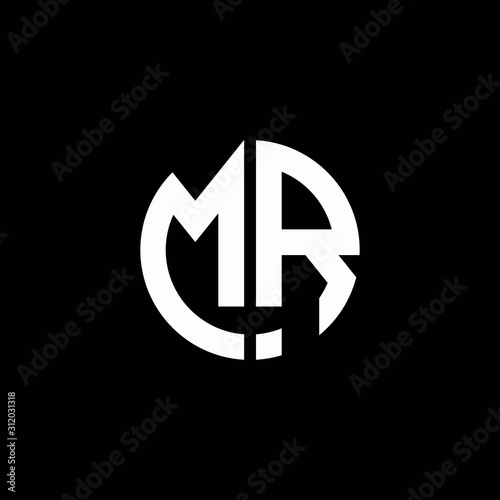 MR monogram logo circle ribbon style design template