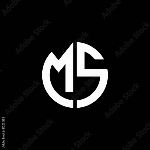 MS monogram logo circle ribbon style design template