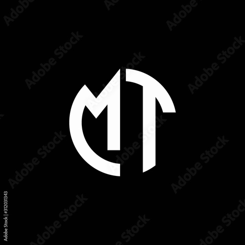 MT monogram logo circle ribbon style design template photo