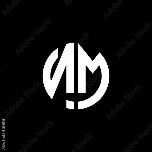 NM monogram logo circle ribbon style design template