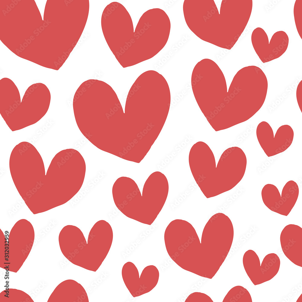 Seamless pattern of hearts. Vector illustration.