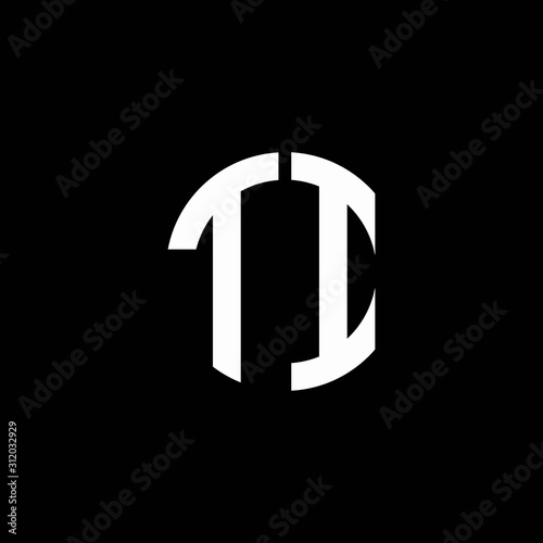 TI monogram logo circle ribbon style design template