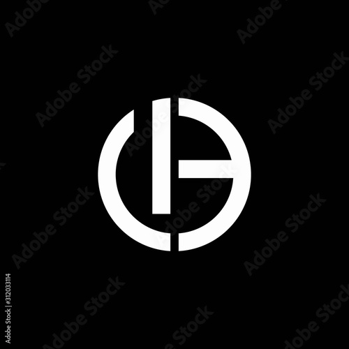 UE monogram logo circle ribbon style design template