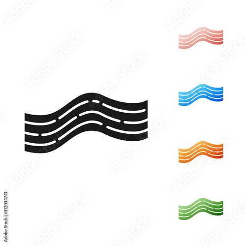 Black Bacon stripe icon isolated on white background. Set icons colorful. Vector Illustration