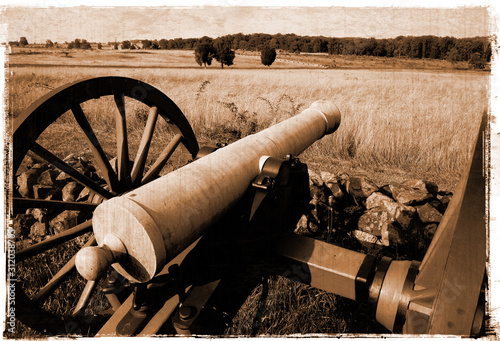 Simulated vintage photograph of Gettysburg Battlefield	