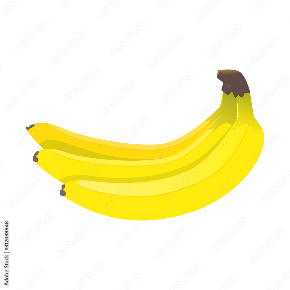 Vector image, yellow ripe bananas on an isolated white background.