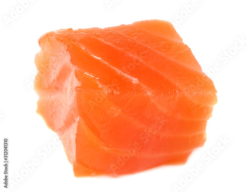 Red fish. Raw salmon fillet isolate on white background