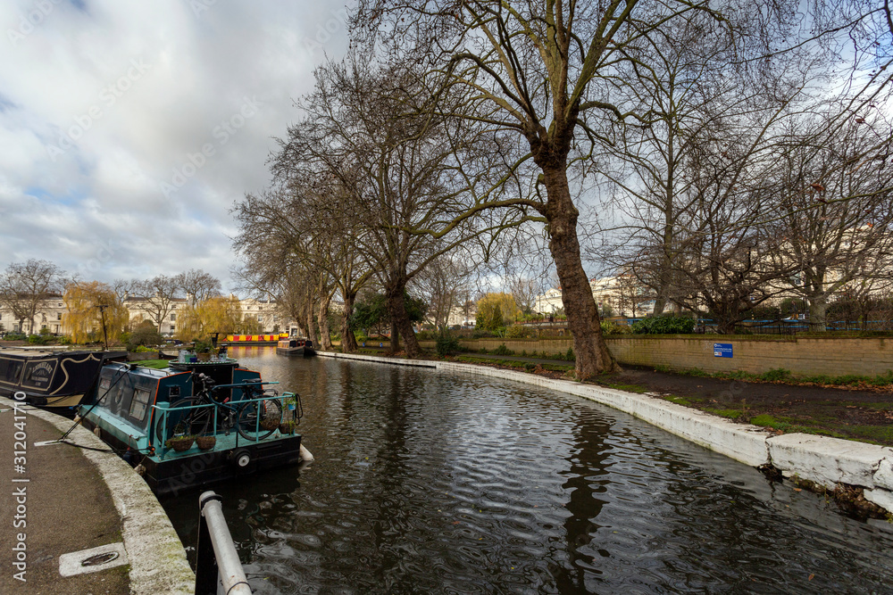 Little Venice in London, Paddington on a winter day