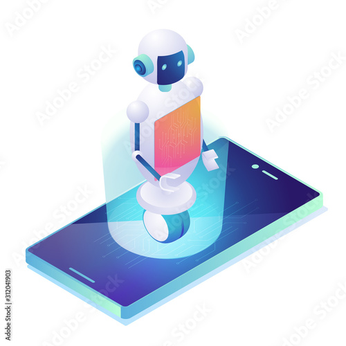 スマートフォン内のAIアシスタントをイメージしたイラスト