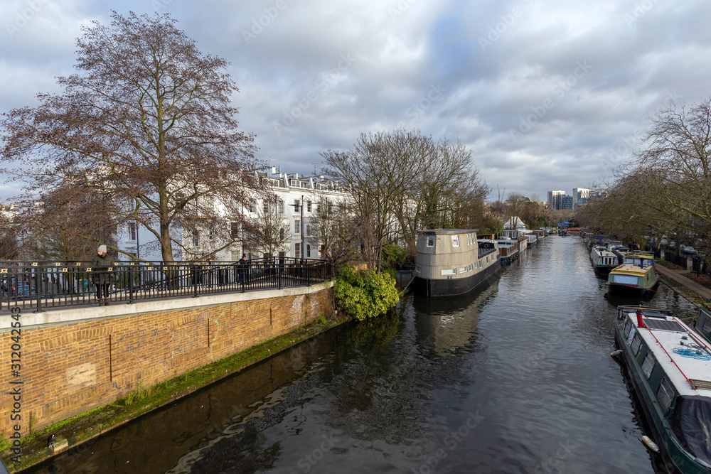 Little Venice in London, Paddington on a winter day