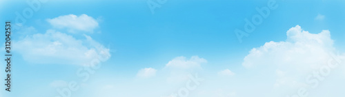 Panorama blue sky background with clouds in the morning.