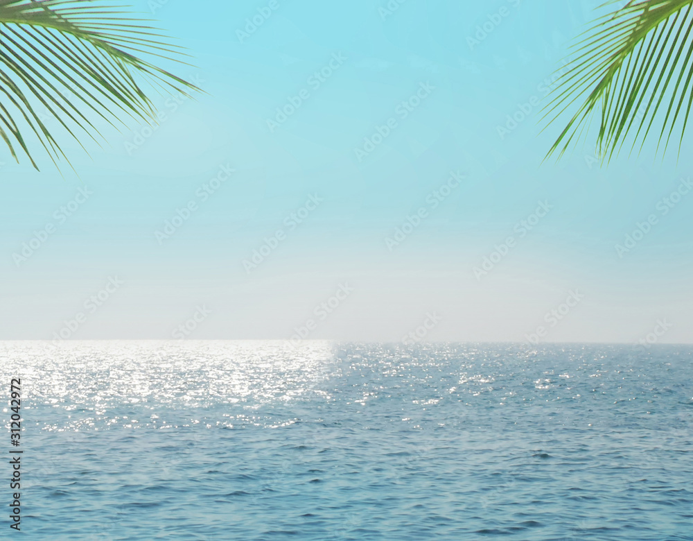 Tropical beach background. Summer vacation travel concept.
