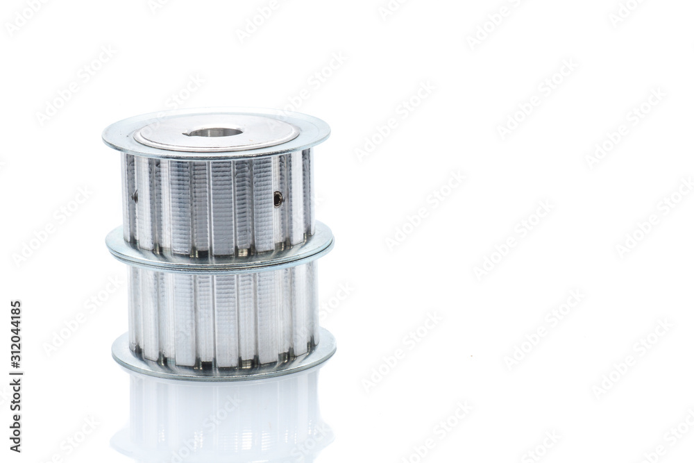 Timing pulley on white background Timing pulley on white background