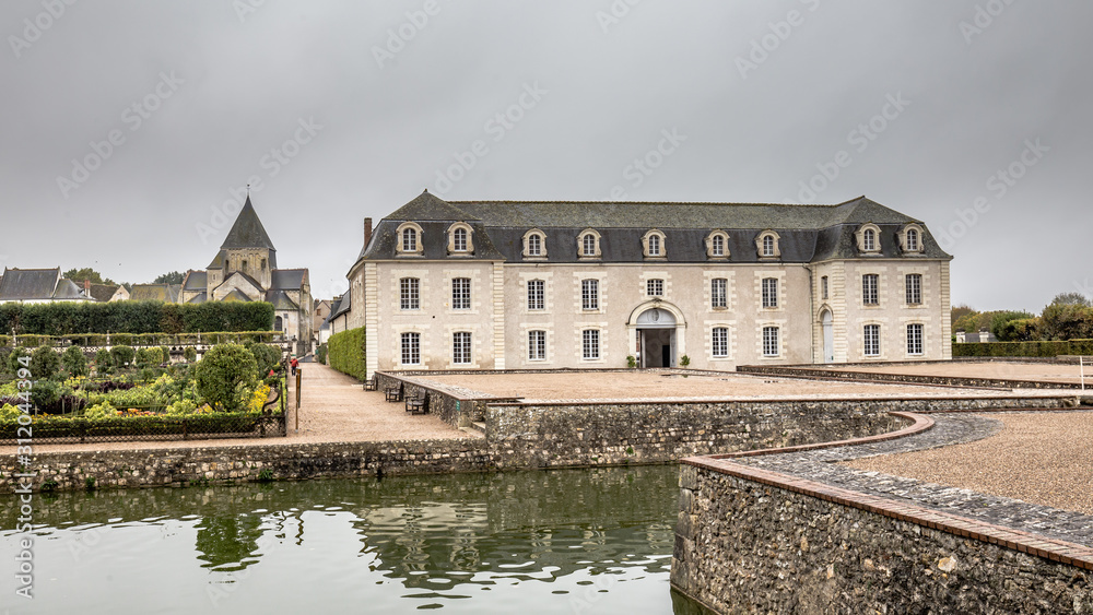 Chateau de Villandry in rainy weather during autumn . Loire Valley. France. One of the most visited castles in France.