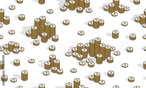 Money coins seamless background, backdrop for financial business website or economical theme ads and information, 3d cash, vector wallpaper or web site background.