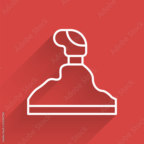 White line Gear shifter icon isolated with long shadow. Transmission icon.  Vector Illustration