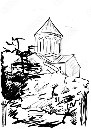 old church in the vector