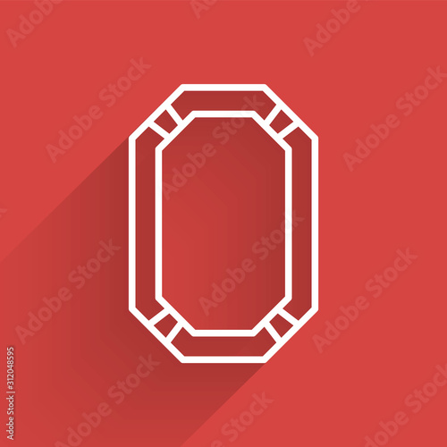 White line Poker table icon isolated with long shadow.  Vector Illustration