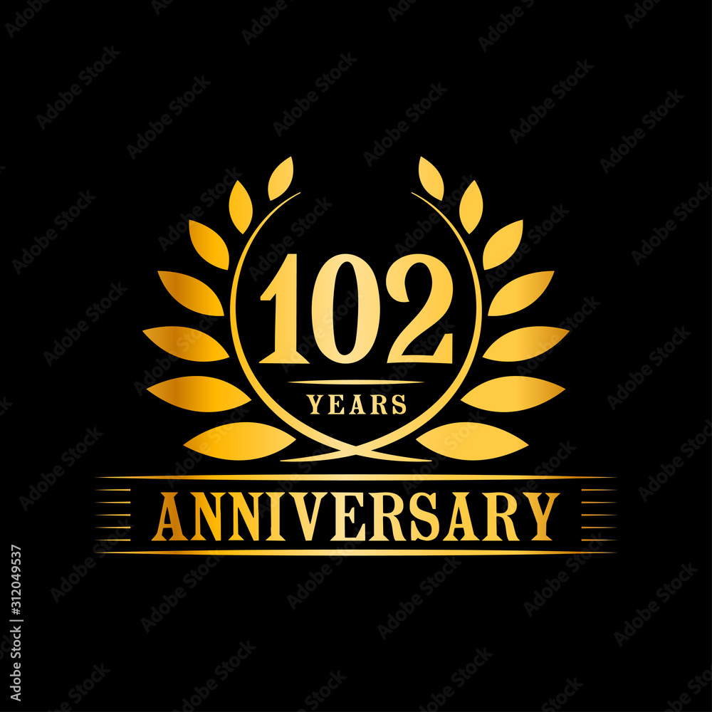 102 years logo design template. Anniversary vector and illustration template. 102 years logo design template. Anniversary vector and illustration template.
