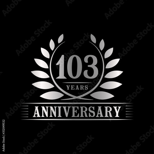 103 years logo design template. Anniversary vector and illustration template.