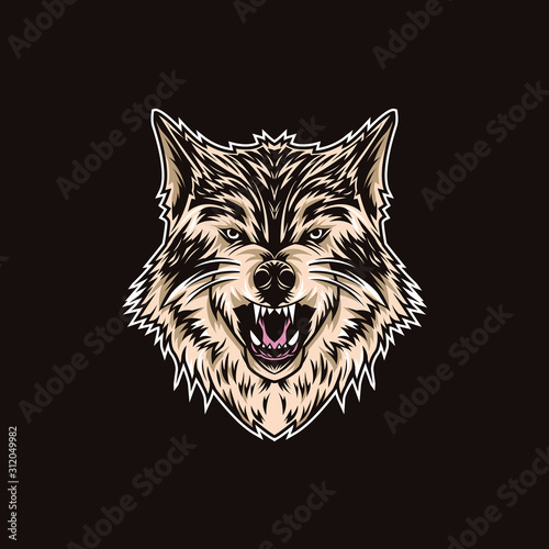 wolf head illustration vector design isolated