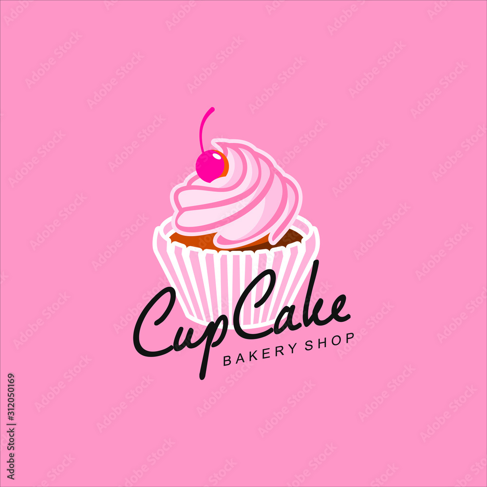 cupcake logo modern pink vector template. pastry icon design inspiration. sweet food sticker idea cupcake logo modern pink vector template. pastry icon design inspiration. sweet food sticker idea