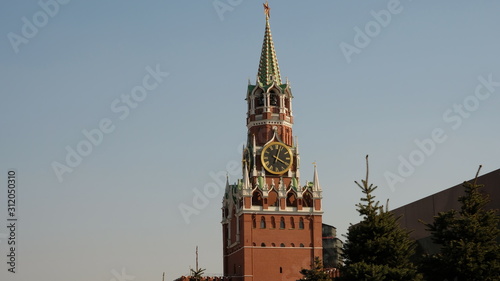 Photography spasskaya tower of moscow kremlin