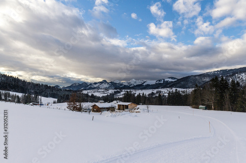 winter cross-country skiing landscape Reit im Winkl, bavaria, alps