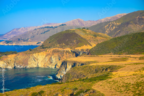 The Pacific coast and ocean at Big Sur region photo