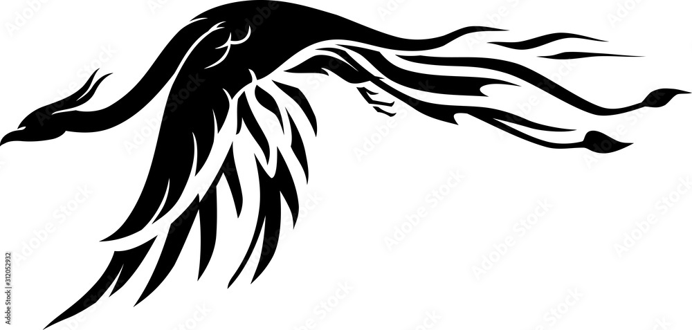 Phoenix Bird Flying Silhouette Art