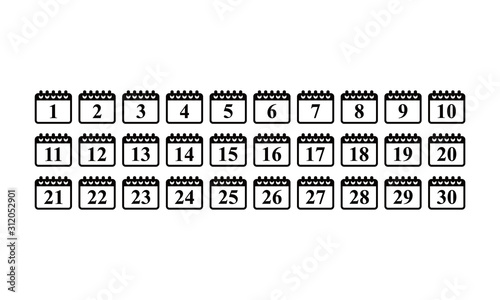 Calendar Vector Realistic Set. Vector Editorial