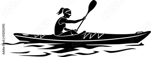 Women's Kayak Boat Race Silhouette