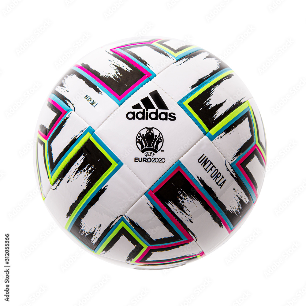 Adidas UNIFORIA official football of the UEFA Euro 2020 competition on a  white background. Stock Photo | Adobe Stock