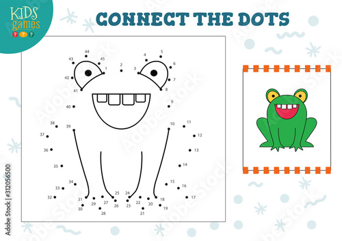 Connect the dots kids game vector illustration. Preschool children education activity